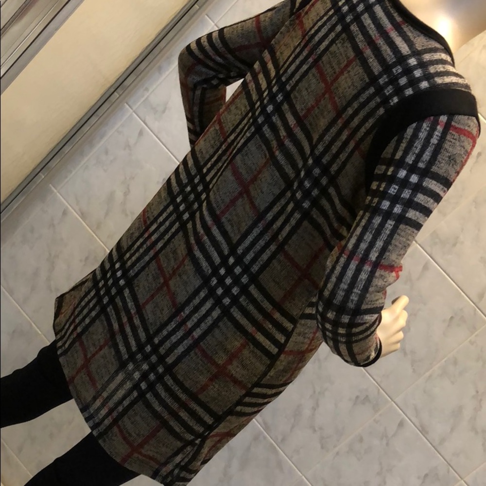 TAUPE BLACK CHECKERED CARDIGAN - Picture 5 of 6